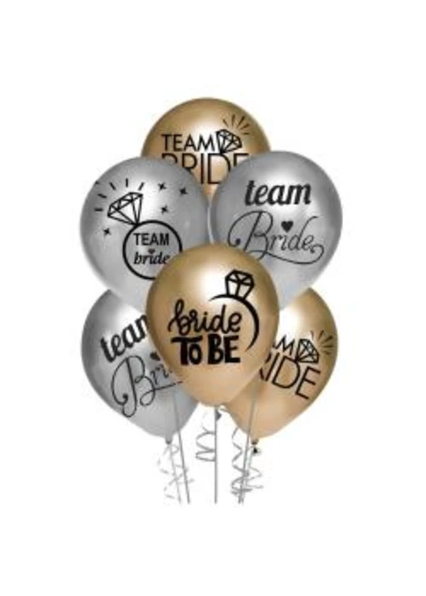 Team Bride Baskılı Metalik Balon 5'li