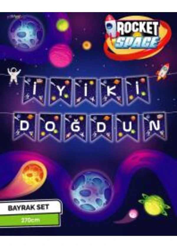 Uzay Temalı İyi ki Doğdun Harf Banner