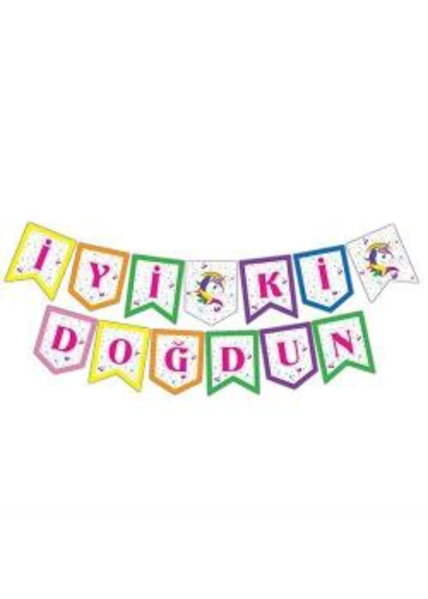 Unicorn Renkli Zikzak Banner