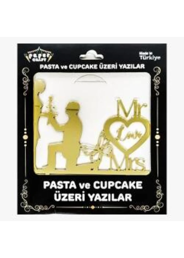 Mr & Mrs Gelin Ve Damat Detaylı Gold Pleksi