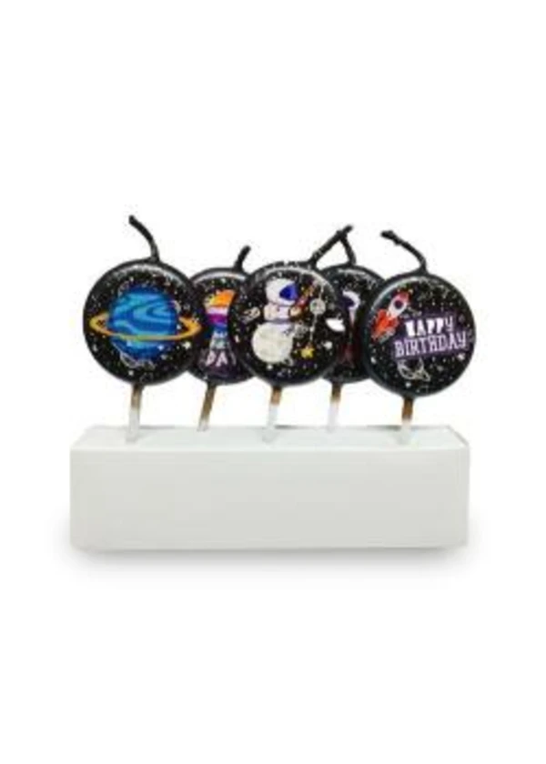 Uzay Temalı Pasta Mum 5'li