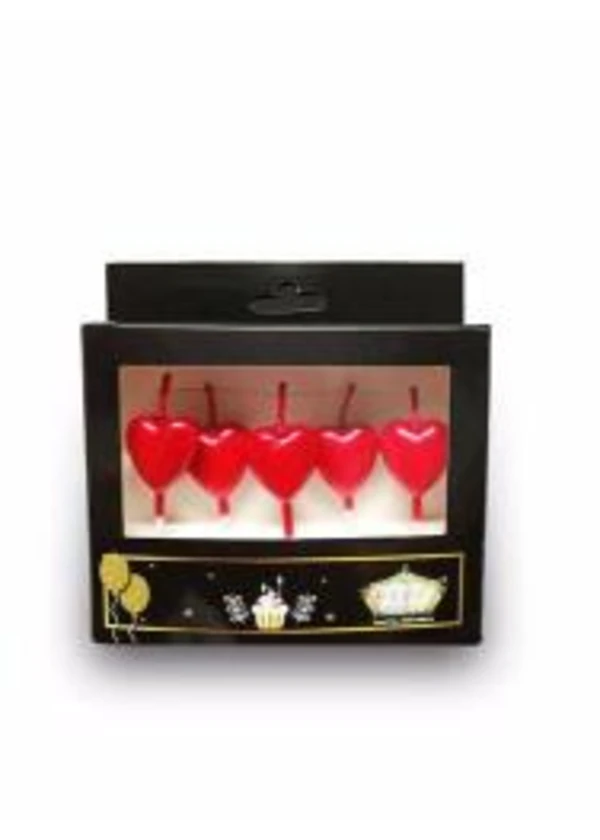 5'li Kırmızı Kalp Mum