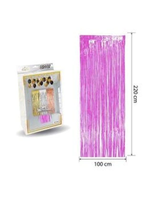 Metalize Fuşya Fon Perdesi