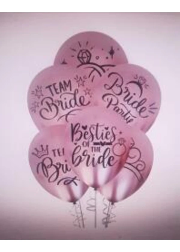 Team Bride Baskılı Krom Balon 5'li