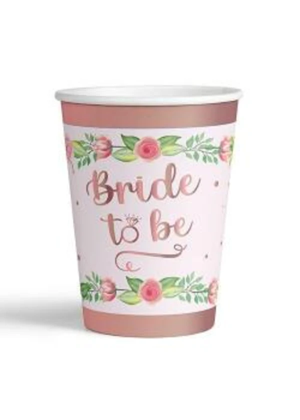 Bride To Be Çiçekli Rose Gold Bardak 8'li