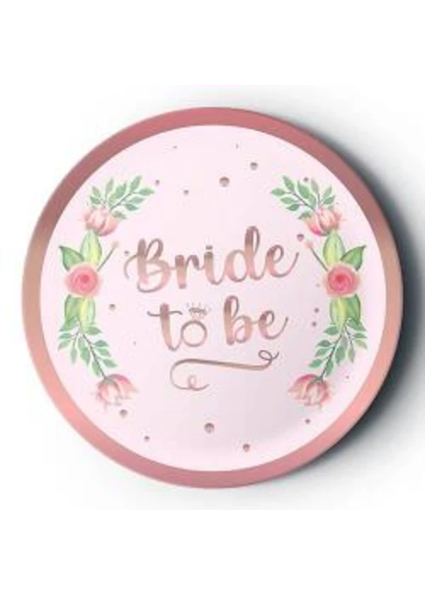 Bride To Be Çiçekli Rose Gold Tabak 8'li
