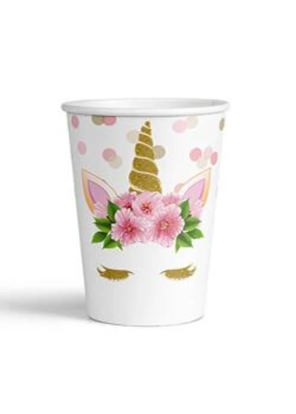 Unicorn Çiçekli Karton Bardak 8'li