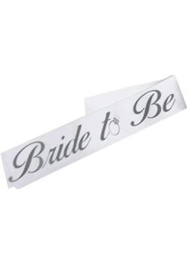 Bride To Be Gümüş Yaldızlı Beyaz Kuşak
