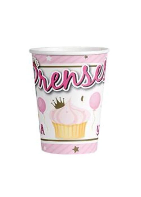 Prenses 1 Yaşında Karton Bardak 8'li