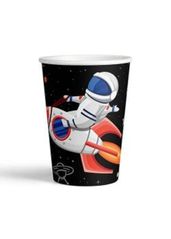 Uzay Temalı Siyah Karton Bardak 8'li