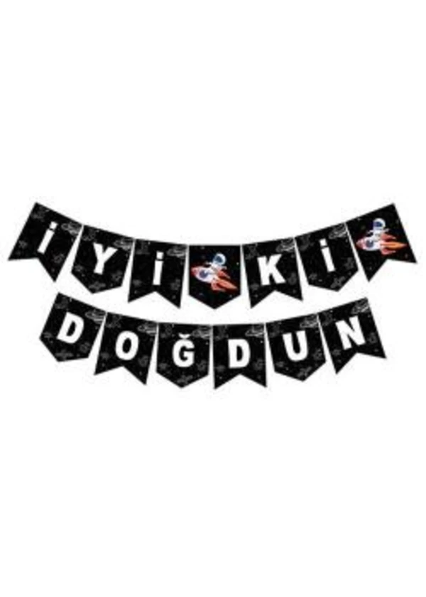Uzay Temalı İyi ki Doğdun Harf Banner