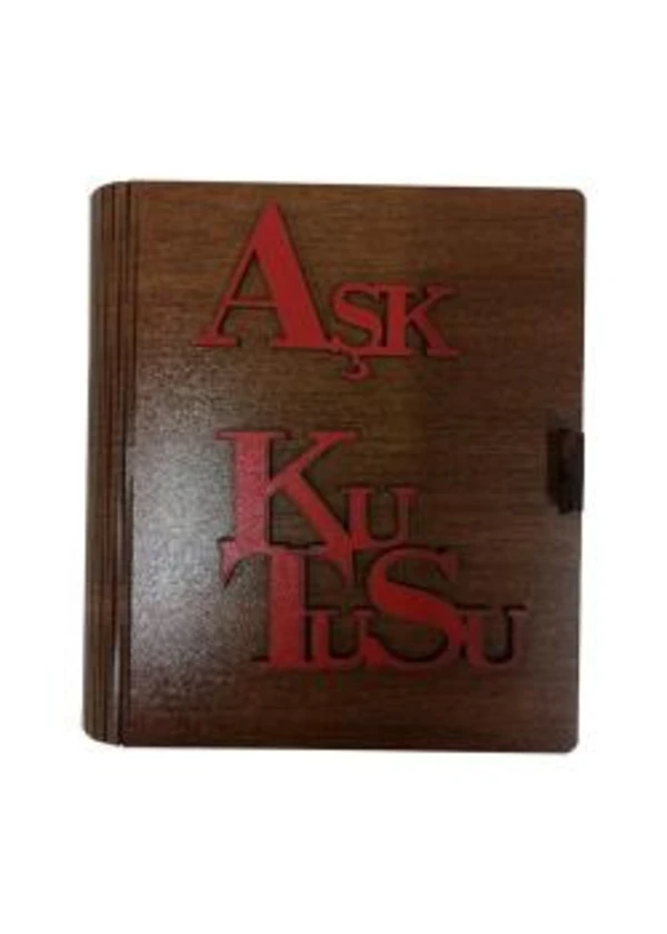 Aşk Kutusu Kahve Rengi Kırmızı Yazılı 15x13