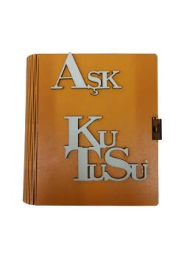 Aşk Kutusu Turuncu Renk Beyaz Yazılı 15x13