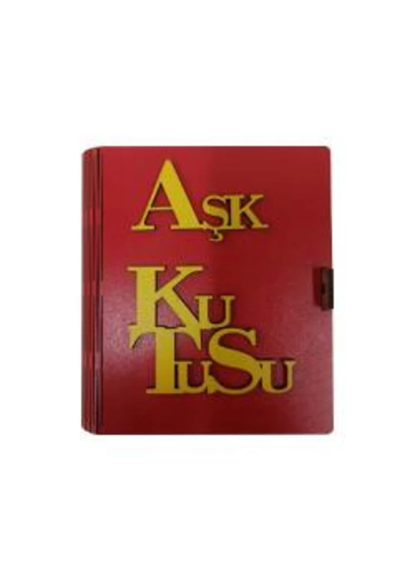 Aşk Kutusu Kırmızı Renk Sarı Yazılı 15x13