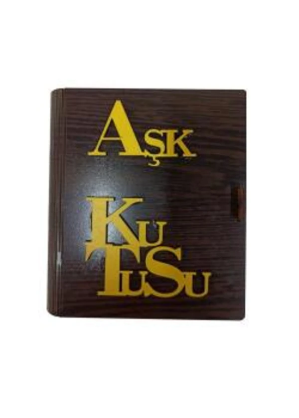Aşk Kutusu Kahve Rengi Sarı Yazılı 15x13