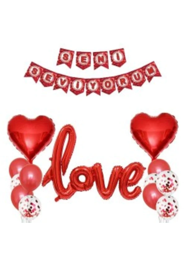 Seni Seviyorum Balon Süsleme Seti 25 Parça