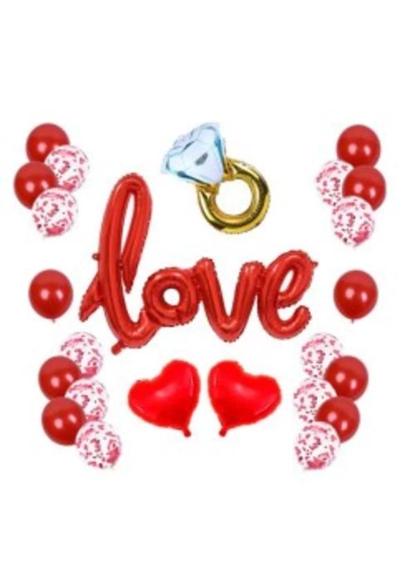 Sevgililer Günü Dekarasyon Süsleme Seti Kırmızı