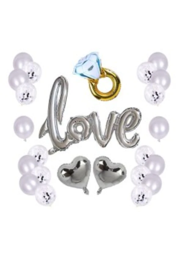 Sevgililer Günü Dekarasyon Süsleme Seti Gümüş