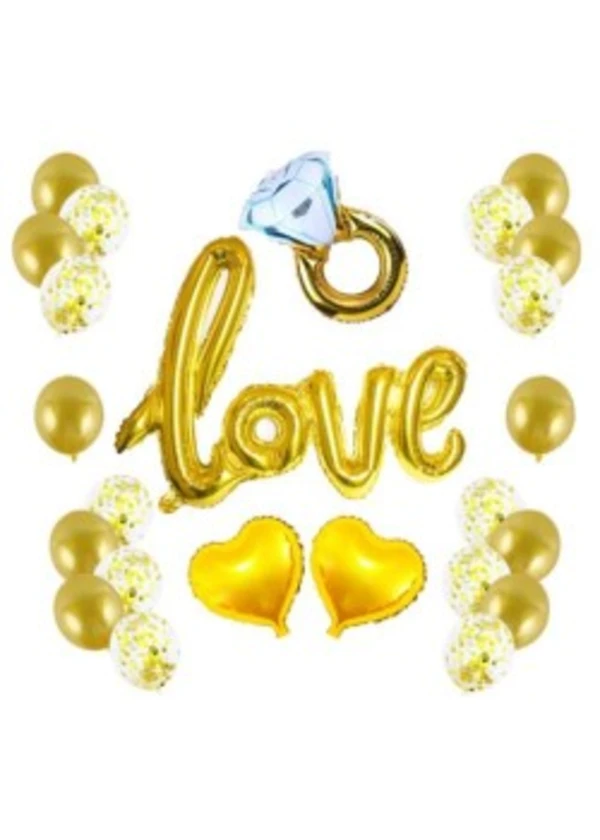 Sevgililer Günü Dekarasyon Süsleme Seti Altın 