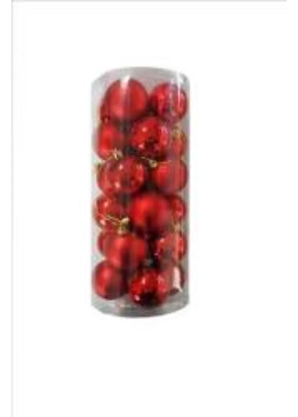 Yılbaşı Çam Ağacı Süsleme Seti Kırmızı Toplar 4cm 24'lü