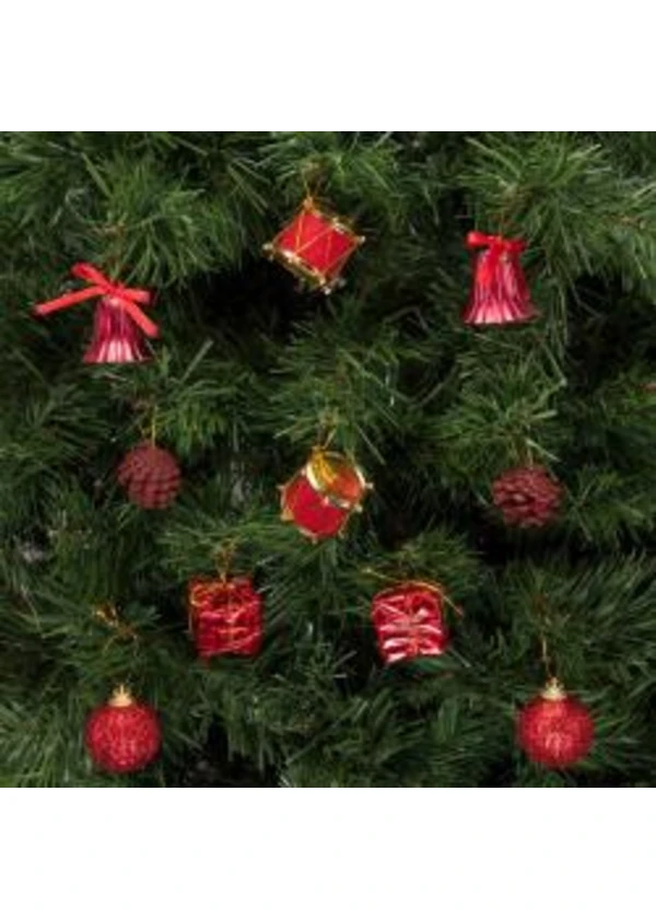 Yılbaşı Çam Ağacı Süsleme Seti Kırmızı