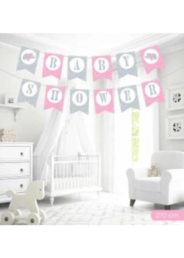 Baby Shower Pembe Harf Banner