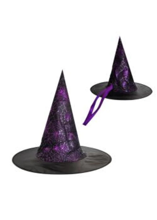 Örümcek Desenli Mor Cadı Şapkası