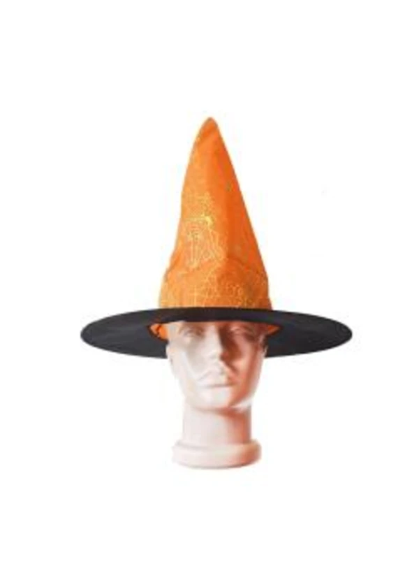 Örümcek Desenli Turuncu Cadı Şapkası