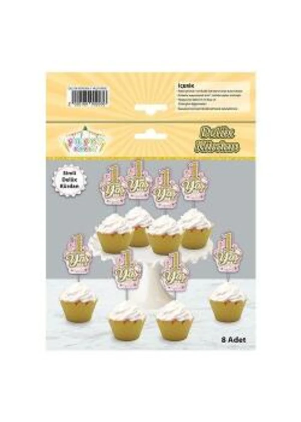 1 Yaş Pembe Simli Eva Delux Kürdan Seti 8'li