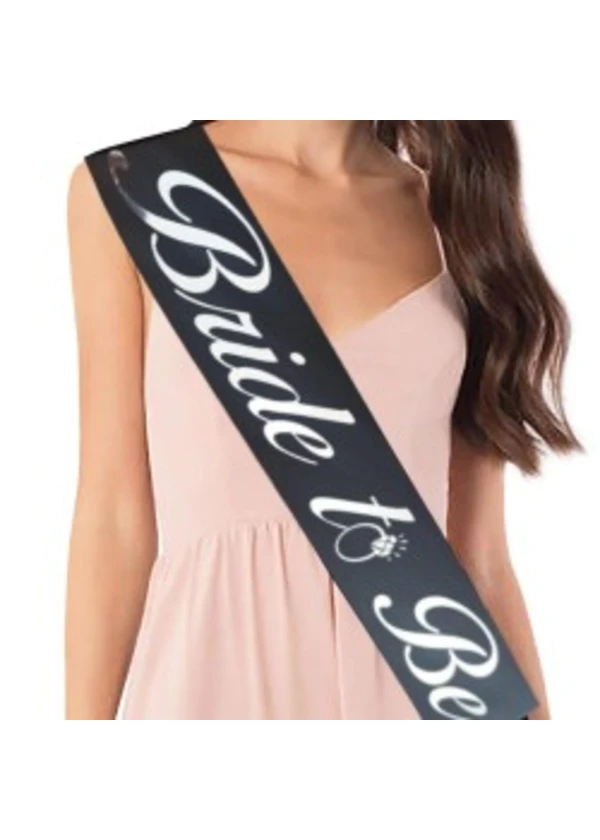 Bride To Be Gümüş Yaldızlı Siyah Kuşak