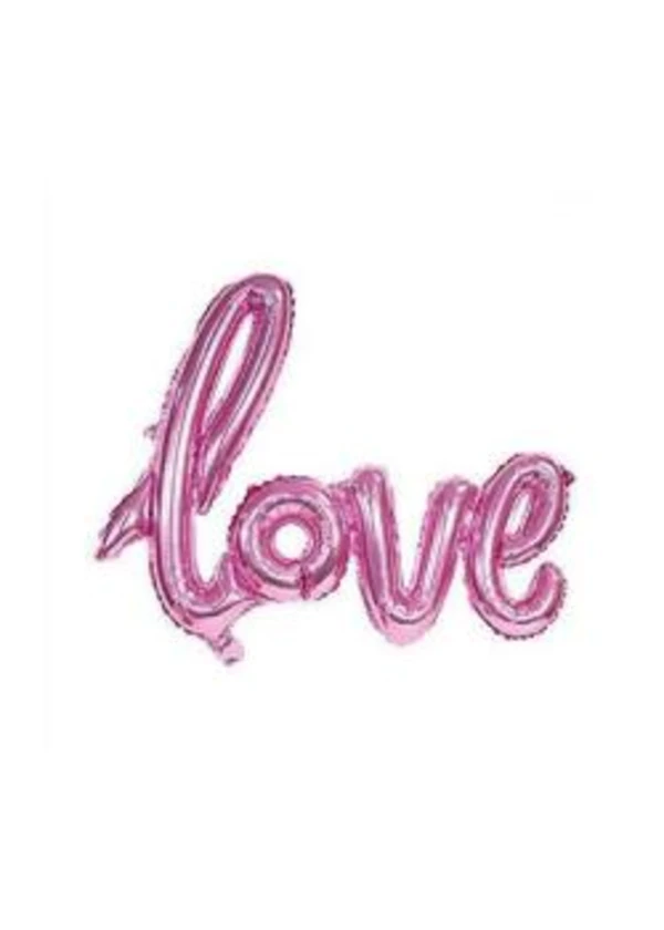 Pembe Love Yazı Folyo Balon 65x108cm