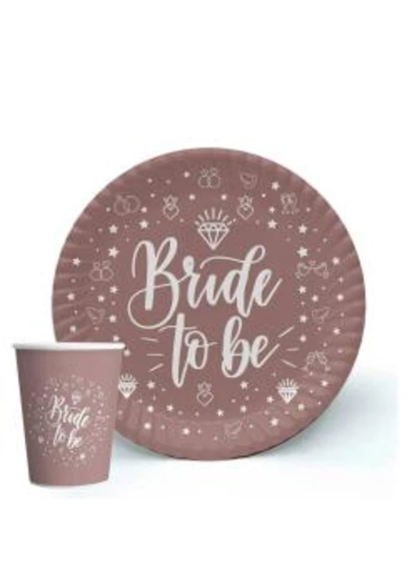 Bride to be Bakır Tabak Bardak Set 8'li