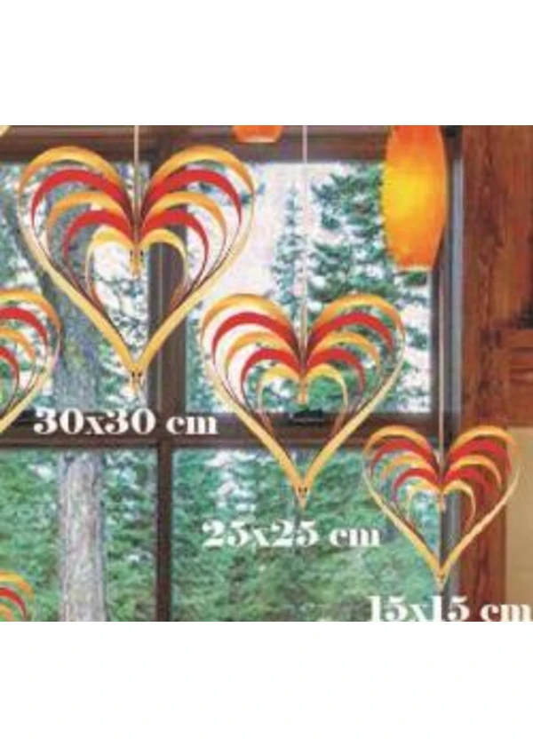 Metalize Kırmızı Altın Kalp Şekilli Süs Seti 3'lü