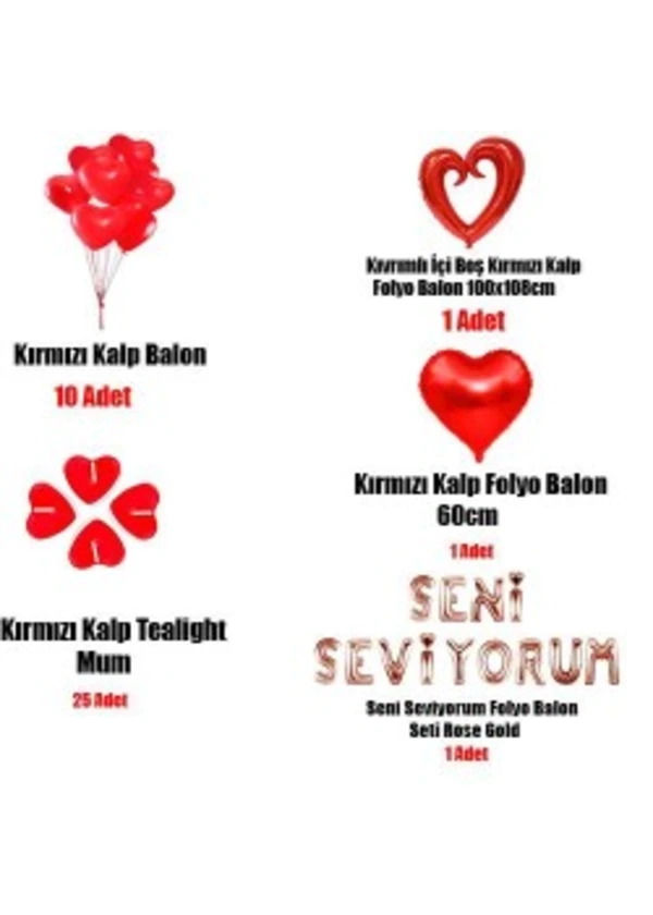 Seni Seviyorum Sevgiliye Özel Süsleme Seti
