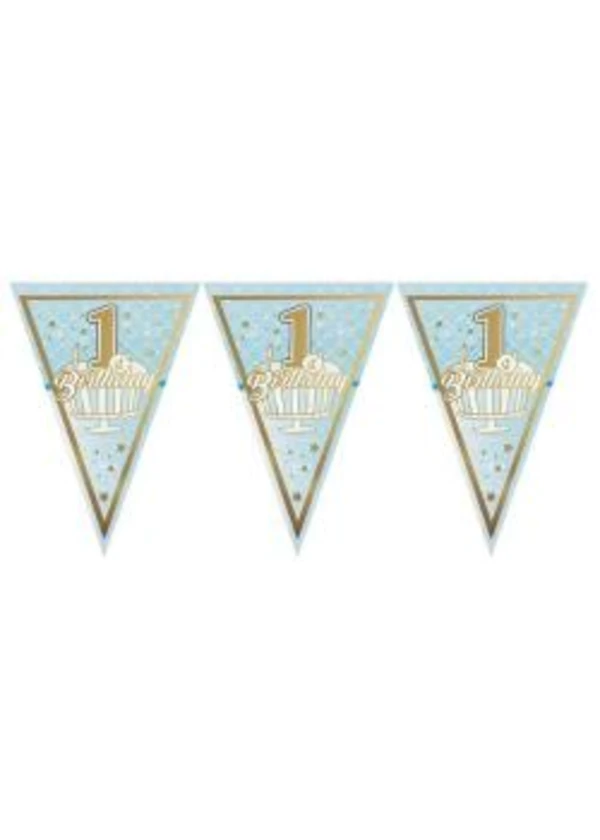 1 Birthday Mavi Üçgen Flama
