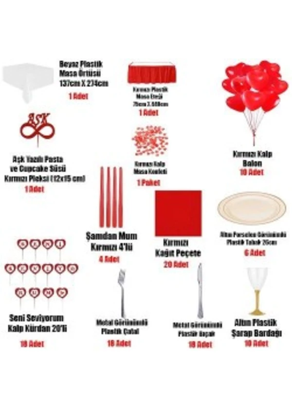 Romantik Aşk Paketi - Evlenme Teklifi Masa Süsleme Ful Seti