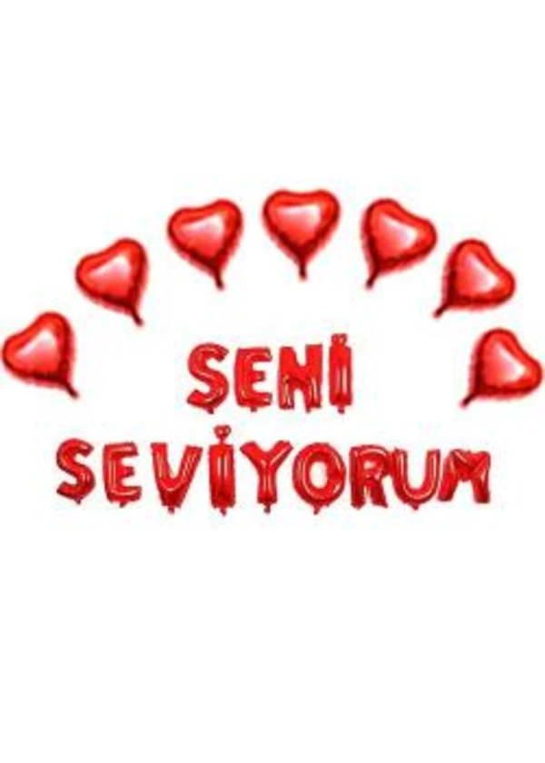 Seni Seviyorum Kalpli Folyo Balon Seti
