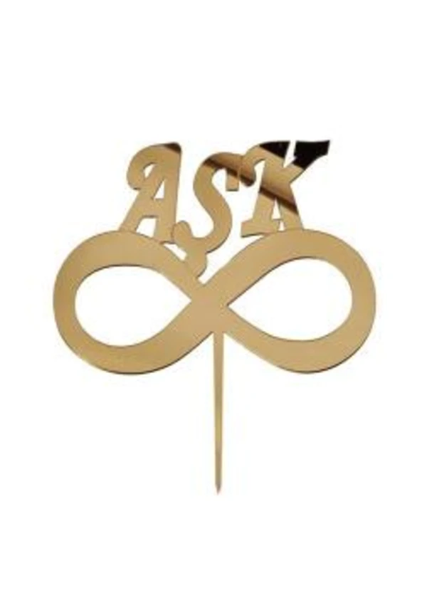 Aşk Yazılı Pasta ve Cupcake Süsü Altın Pleksi 12x15cm