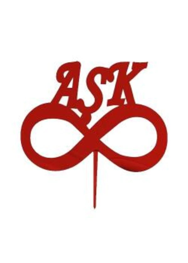 Aşk Yazılı Pasta ve Cupcake Süsü Kırmızı Pleksi 12x15cm