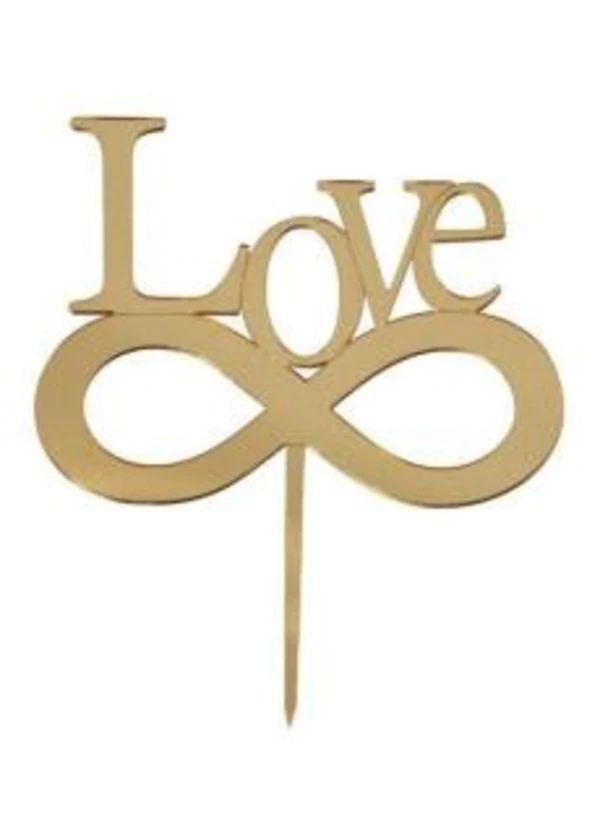 Love Yazılı Pasta ve Cupcake Süsü Altın Pleksi 12x15cm