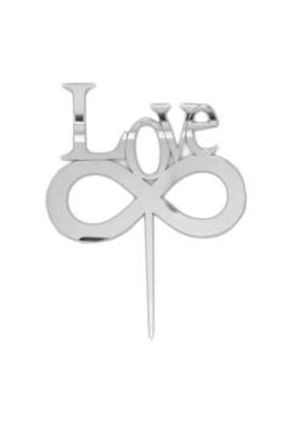 Love Yazılı Pasta ve Cupcake Süsü Gümüş Pleksi 12x15cm