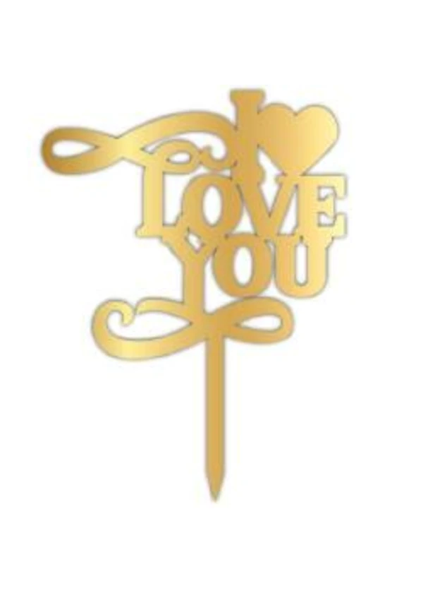 I Love You Desenli Altın Pleksi