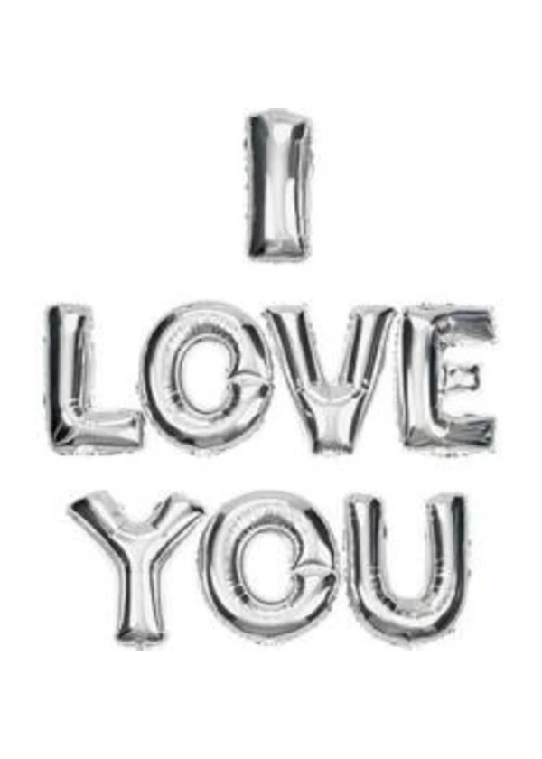 I Love You Folyo Balon Seti Gümüş 40cm