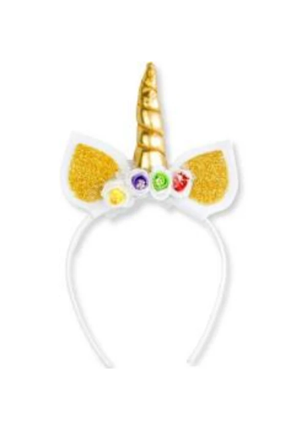 Unicorn Çiçekli Gold Taç