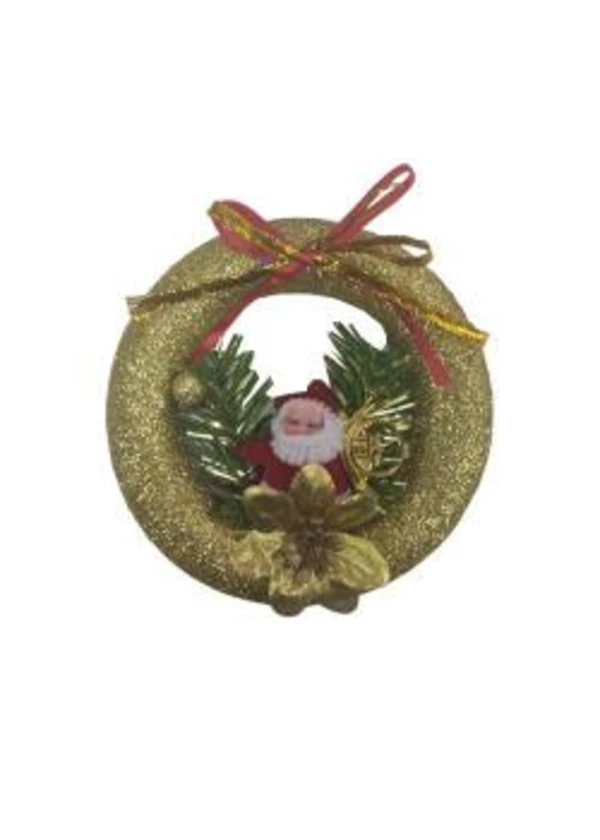 Noel Baba Figürlü Altın Mini Kapı Süsü