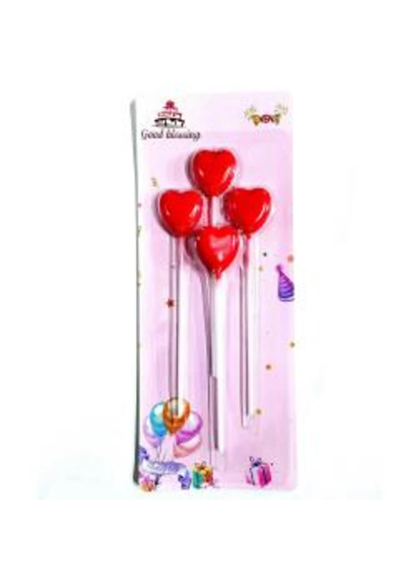 4'lü Kırmızı Kalp Mum Seti
