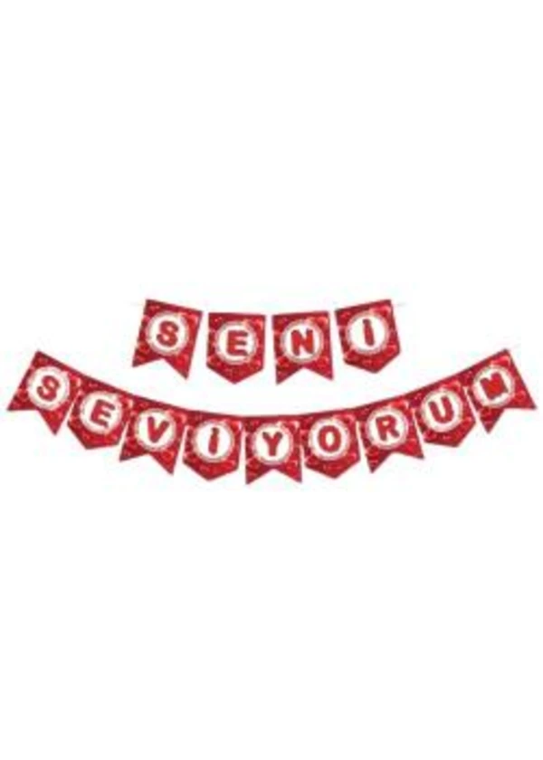 Seni Seviyorum Kırmızı Harf Banner