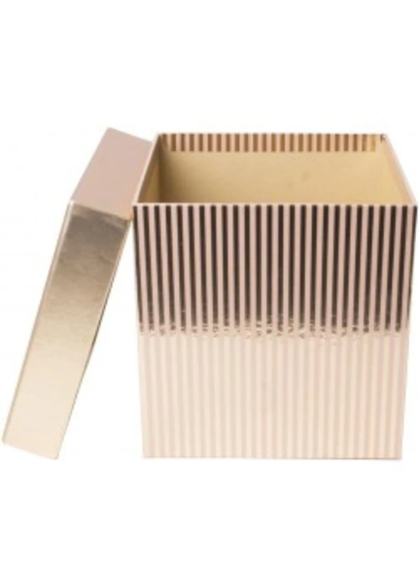 Gold Çizgili Kapaklı Kare Kutu 13x13x13cm