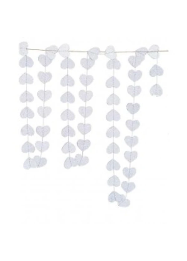 İpe Dizili Gümüş Kalpler Sarkıt Süs 3.5m