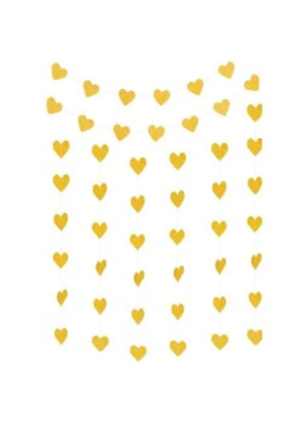 İpe Dizili Altın Kalpler Sarkıt Süs 3.5m